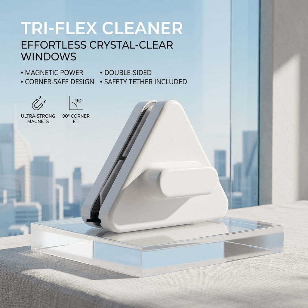 item picture Household Glass Cleaning Brush, Double-Layer, High-  Triangular Strong Magnet, for Home Use, Double-Sided Hollow Water Squeegee, Window Cleaning Tool