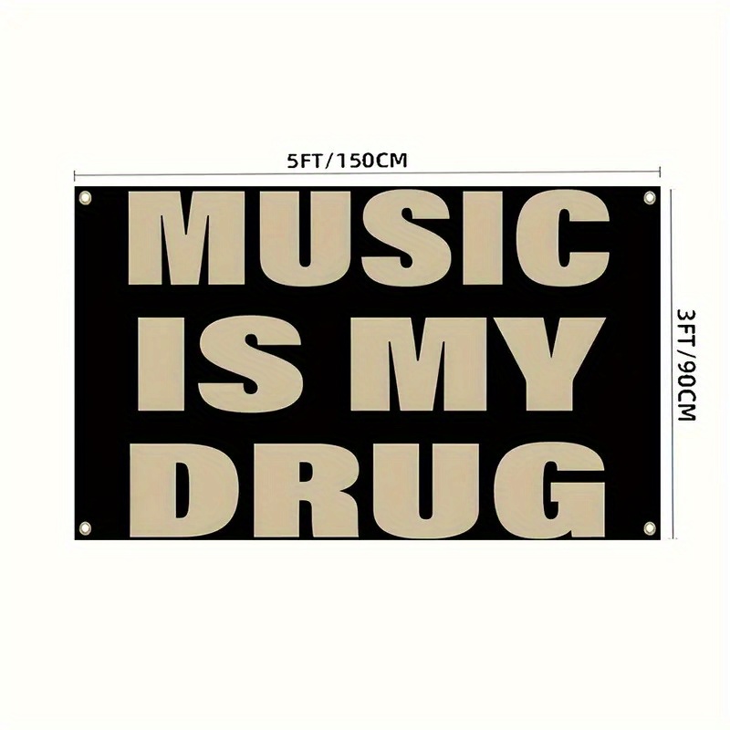 TEMU 1 bannière de drapeau amusante "La musique est ma " - 3X5Ft, 2X3Ft Décoration murale extérieure pour dortoirs, familiales et mélomanes, Matériau