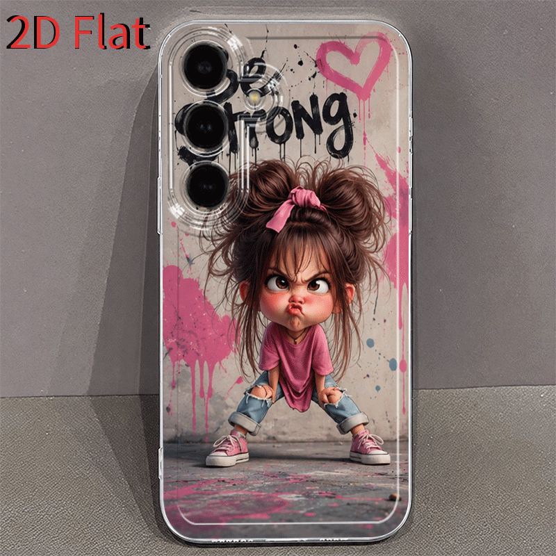 TEMU Phone Case: 2d Flat Street Graffiti Cool Girl Phone Case, Suitable For Galaxy A03s A04 A05s A06 A07 A13 A14 A15 A16 5g A17 A21s A22 A23 A24 A25