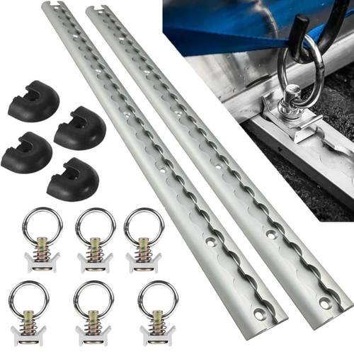 Artikelbild wohnmobil-ladungs sschienen mit montagematerial, aluminiumschienen für fluggesellschaften mit abdeckungen zurrösen, halbkreisförmig für ladung zur von zurrschienen, 1 set, 2 sets, schwarz, silbrig