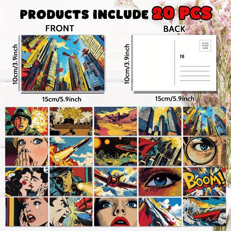 TEMU 20 biglietti spessa in stile Pop Art, un regalo distintivo per le persone care, adatti per , ringraziamenti di compleanno, affermazioni positive