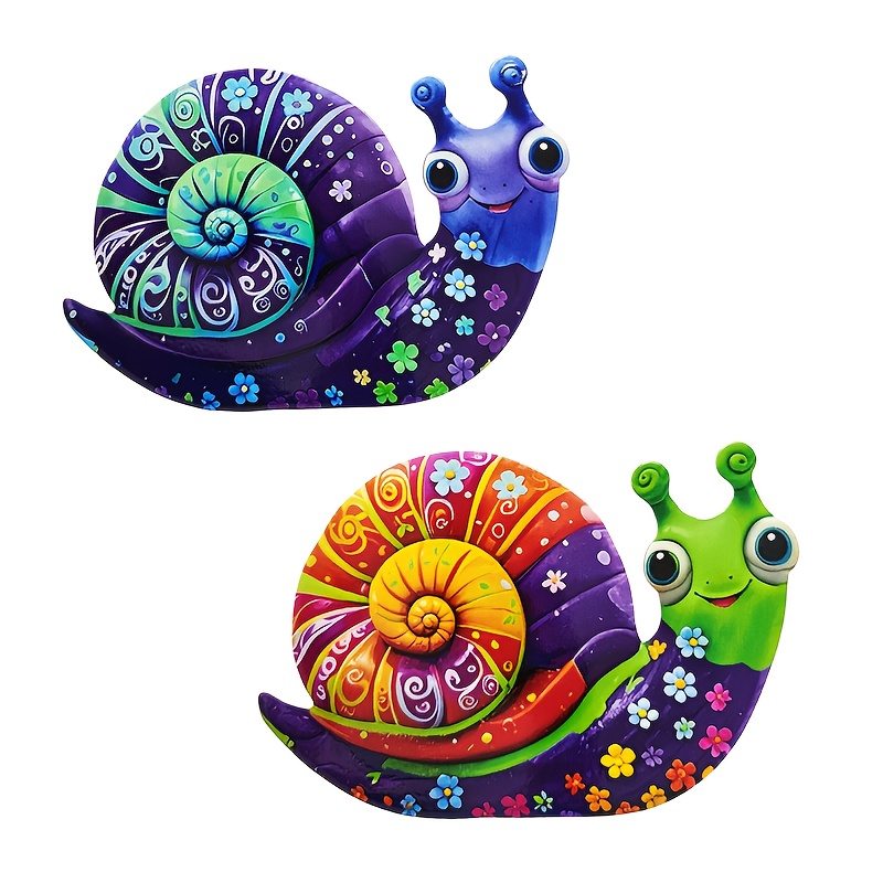2d Flat, 2d Plane - 2d Plane 2d Plane - [2d Plane] 2pcs Set Of Vibrant Wooden Snail Wall Decor, Featuring A Flat 2d Design, Perfect For Enhancing Garden Fences, 2d Flat