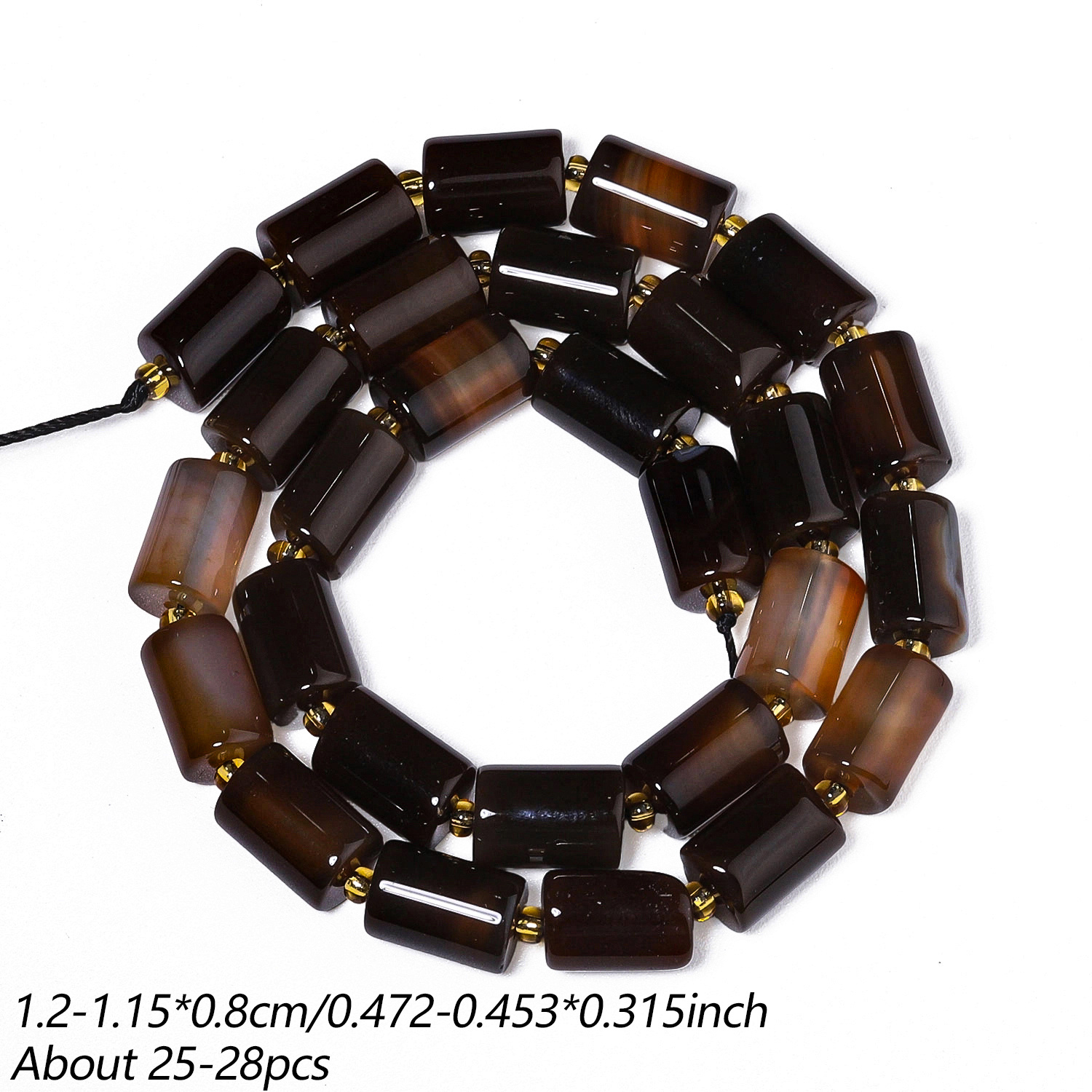 TEMU 8x12mm Natural Stone Coffee Colored Agate Cylindrical Beads - Suitable For Making, Loose Beads With Curved Base Slab For Bracelets, Necklaces,