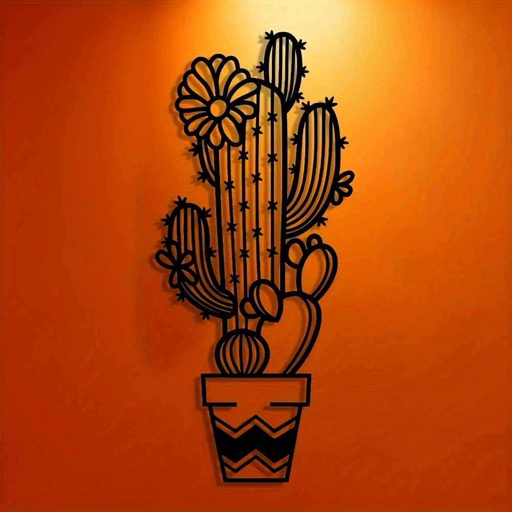 A Gothic-Style Cactus Wall Decoration - Black And White Desert Plant Art, a Modern Gothic Gift for Greenhouses, Suitable for Halloween Or Mother'S And Father'S Day - Decor for Living Rooms, Kitchens, And Gardens, Both Indoors And Outdoors