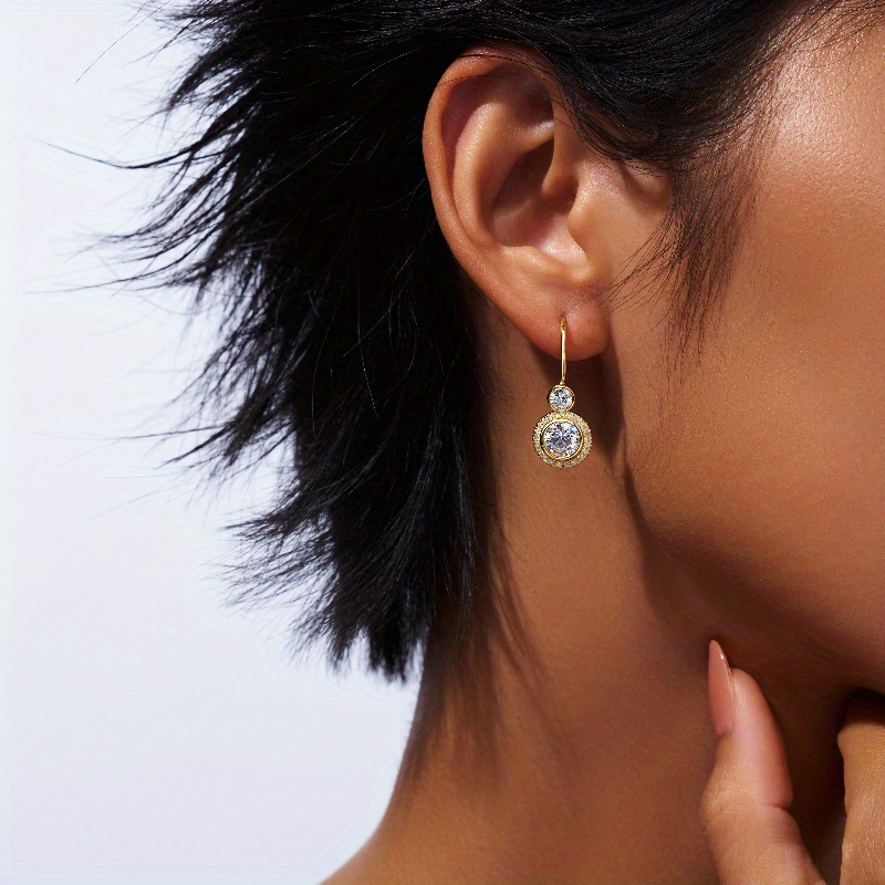 TEMU Un ensemble élégant de boucles d'oreilles pour couple, en argent 925, avec moissanites de 1,3 carat, plaquées or 14K. Parfait pour les occasions