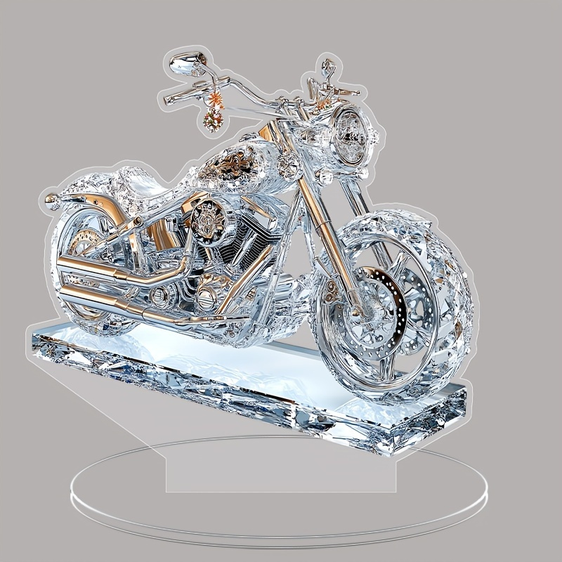 

Transparent Crystal Desktop Decorations, Collectible Two- Motorcycle Ornaments, Holiday Gifts