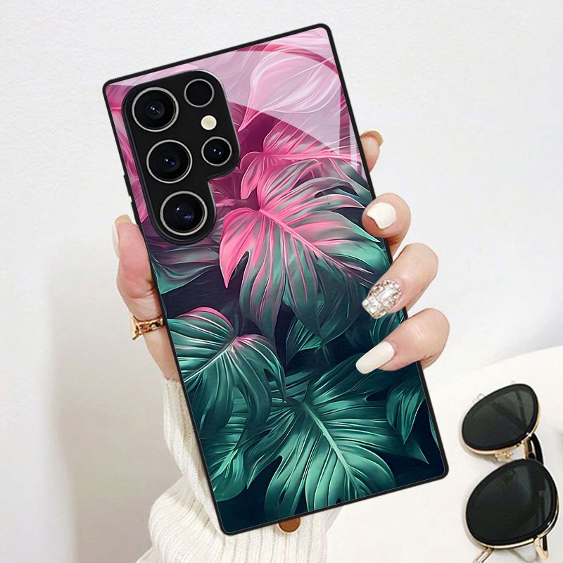 TEMU Large Monstera Leaf Print Phone Case For Galaxy S9+/s10/s20+/s20 Ultra/s21 5g/s21+/s22/s23 Plus/s24 Plus/s25/s25 Edge/note 9/note 10/note