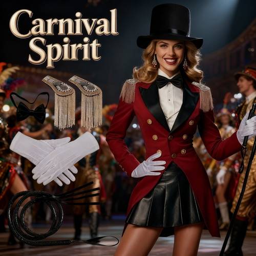complete retro costume set with matching hats patches armbands neckties gloves victorian steampunk suitable for masquerade parties circus performances themed events historical roleplay outfit