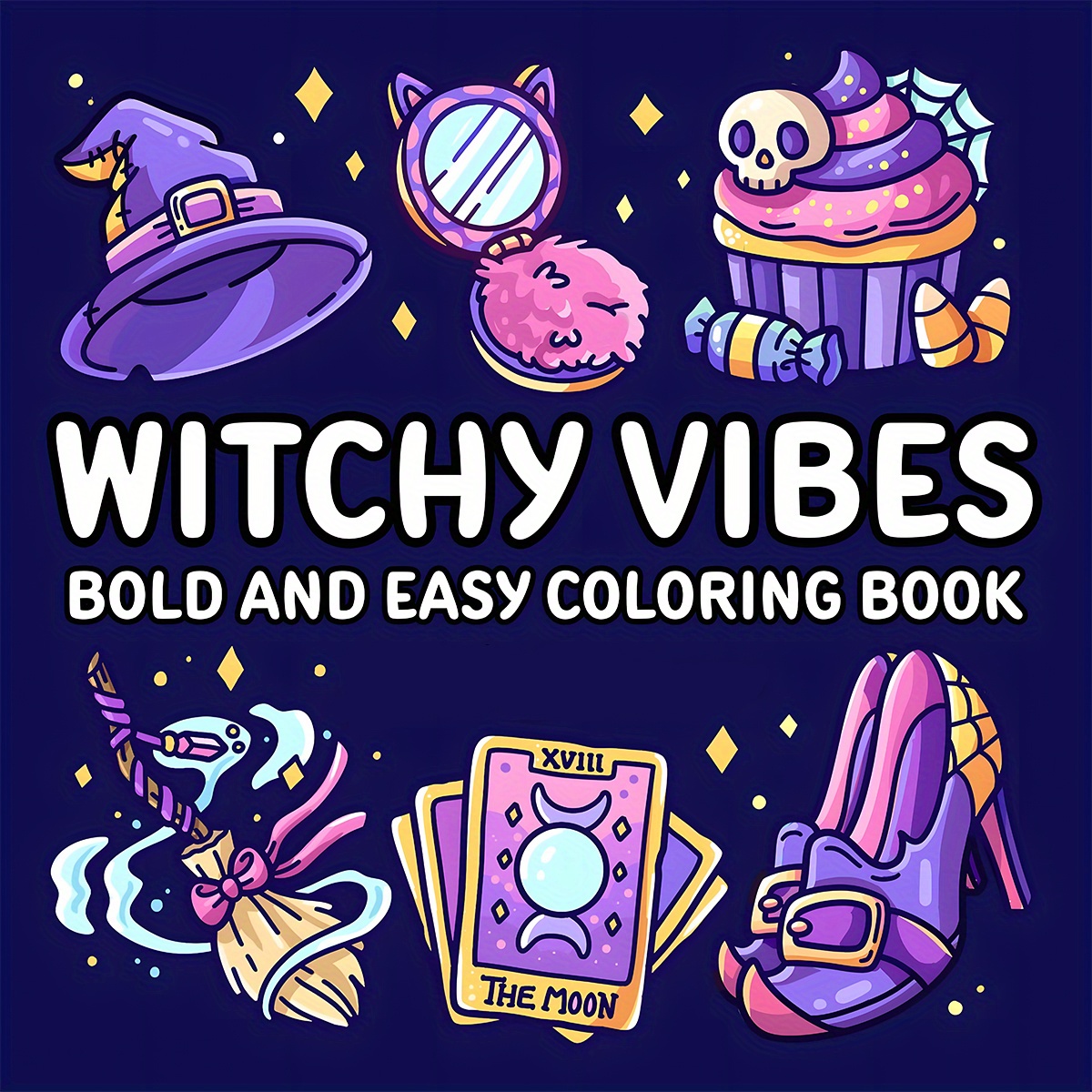 

Witchy Vibes Coloring Book - Deluxe Thickened Paper, 22 Pages, 8x8 Inch | Watercolor Art With -themed Illustrations | Adult Coloring | Ideal Gift For Halloween, Christmas, Valentine's Day, Birthdays