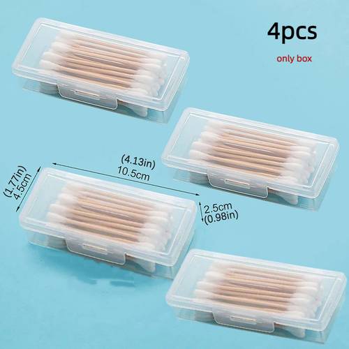 1 4pcs portable travel organizer box for swabs dental floss jewelry compact lightweight durable plastic construction ideal for makeup nail sponge storage gift for friends birthdays valentines christmas new year