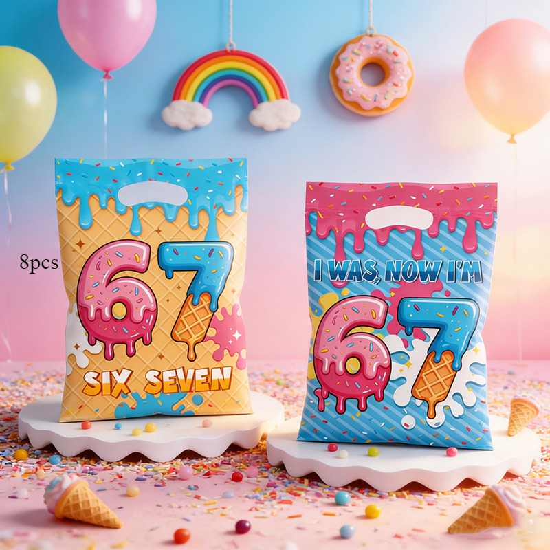 TEMU 8pcs/25pcs 6 7 Party Favor Bags - Small Gift Bags With Handles, Birthday Party Favors, 6 7 Birthday Decoration