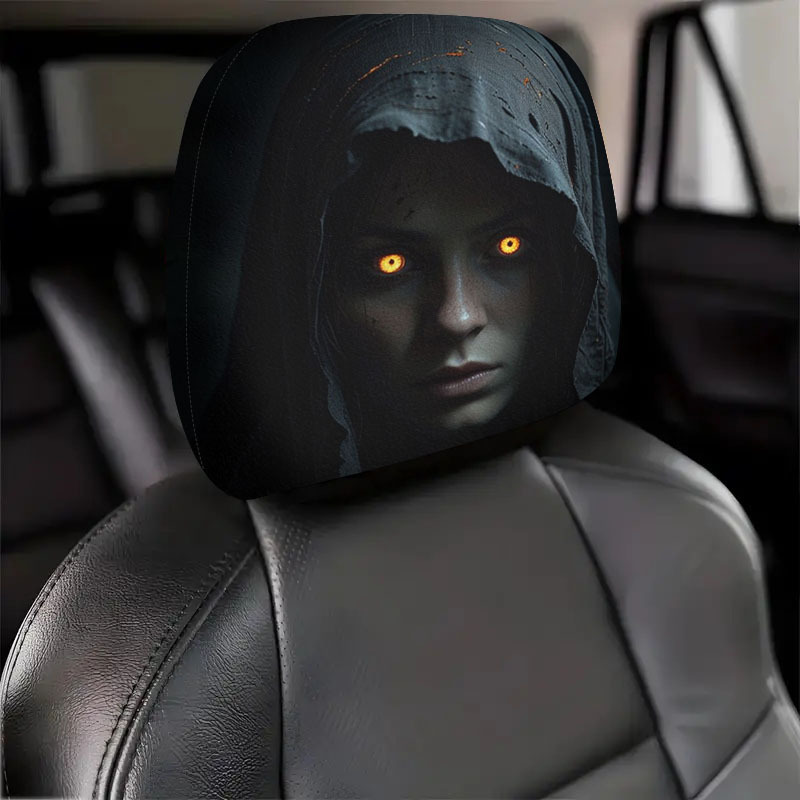 2pcs   hooded bright   mysterious portrait pattern car headrest covers perfect upgrade for car interior showcasing individual charm   for   suitable for all car models   Product details 1