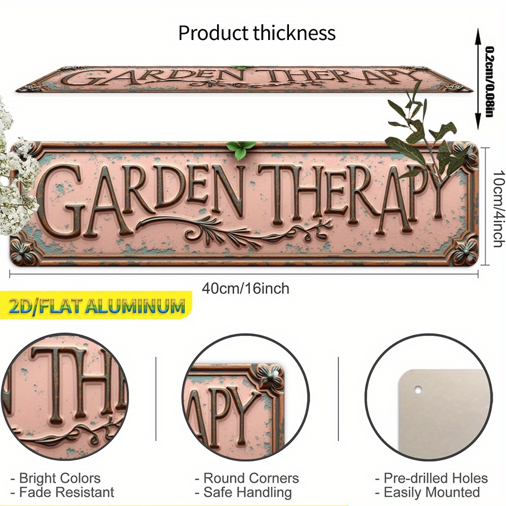 E-shop 2D Flach, 1 Stück Vintage "GARDEN Relax" Metall Wandtafel - Rustikales Aluminiumschild mit verwittertem "Garden Relax" Text, Groß 3,94"x15,75"