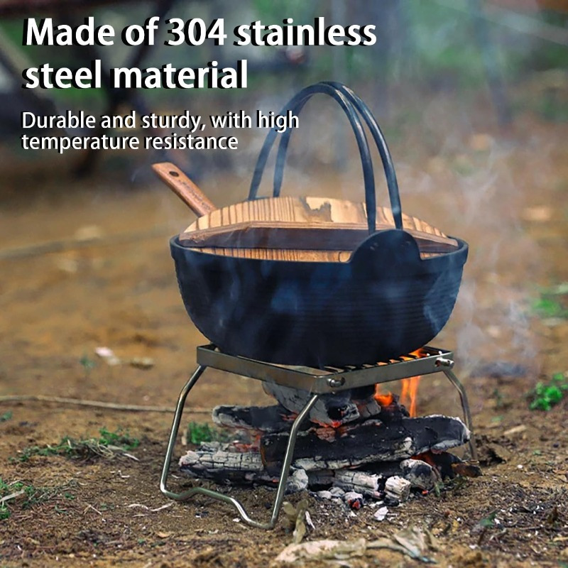 Portable Stainless Steel Camping BBQ Grill, Foldable Barbecue Grill, Suitable for Outdoor Camping, Picnics, and Fishing, 2 Styles Available, Non-Contact Food