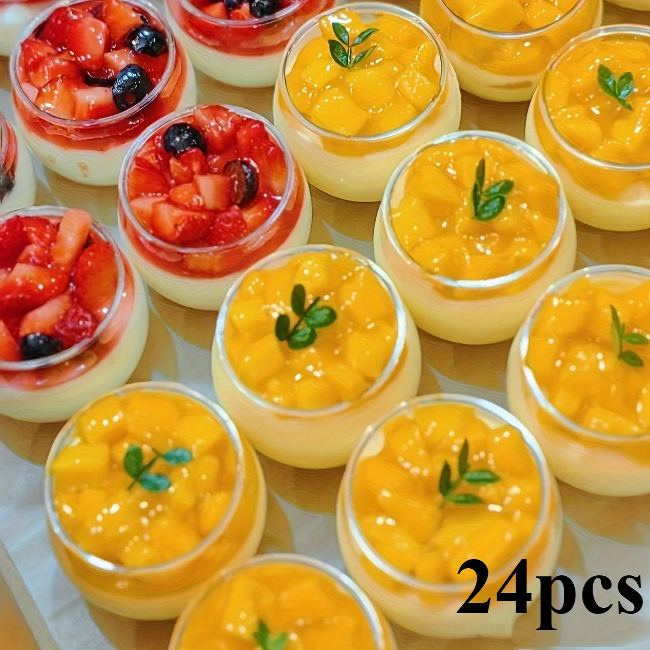 Image of 24 Mini Dessert Bowls Round Ice Cream Cups, Perfect For Puddings, Mousse Cakes, Salads, And Special Occasions Ideal For Weddings, Parties, Birthdays, And Dining Events.