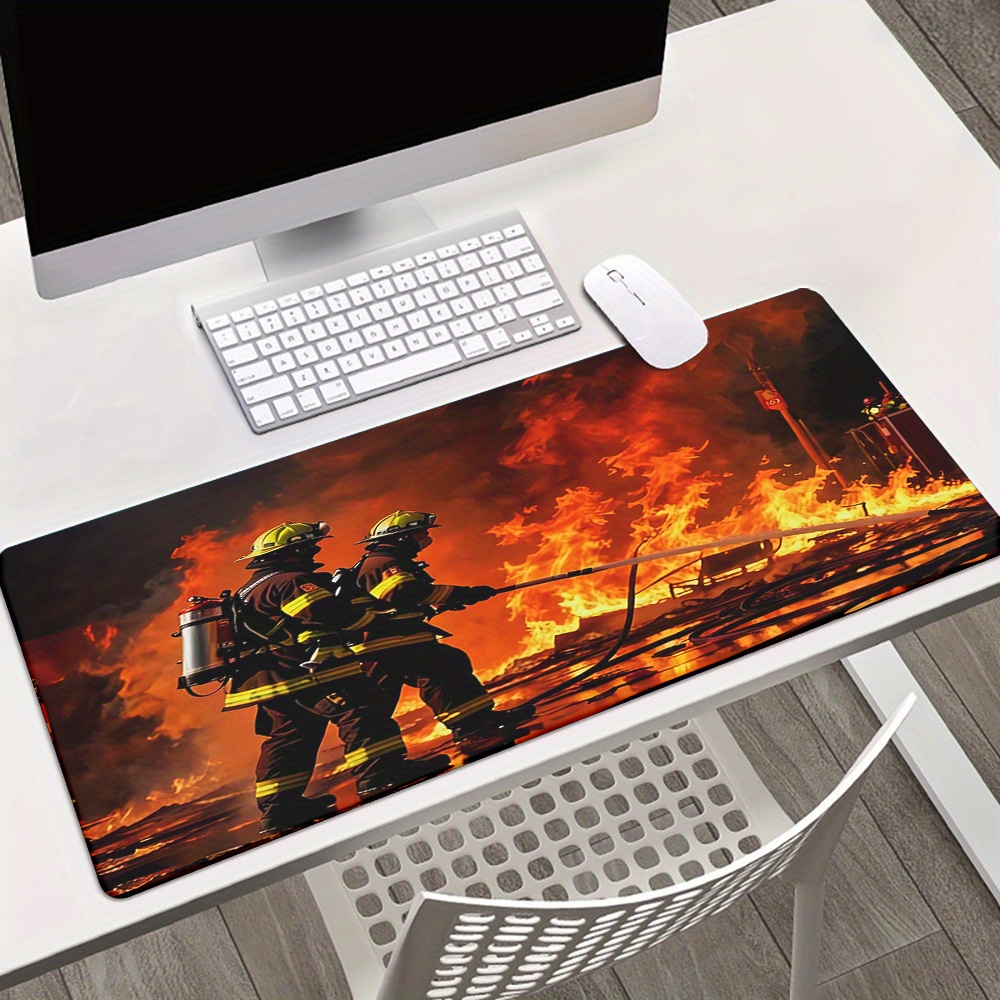 1pc Fireman Put Out A Fire Bigness Hd Printed Pad For Desk, Multi Functional Xxl Mousepad, Keyboard Gaming Mouse Mats, Office Computer Desk Mat.gifts For
