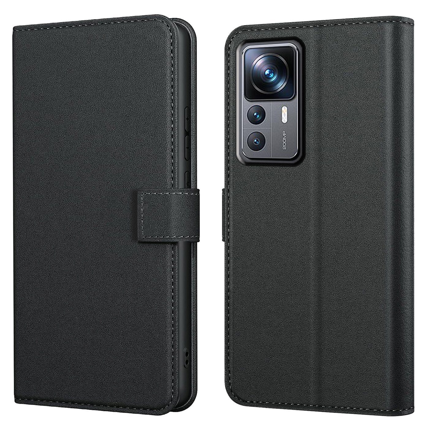 

Coque de Protection pour Xiaomi 12 12X 12S 12T Pro et Xiaomi Mi 11 11T avec Support, Fente pour Cartes en Similicuir Noir, Portefeuille à