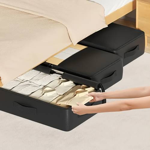 1pc underbed storage large capacity underbed storage bag foldable durable pe material black organizing clothing blankets toys and wardrobes for travel storage 1 5pcs storage bags under bed storage