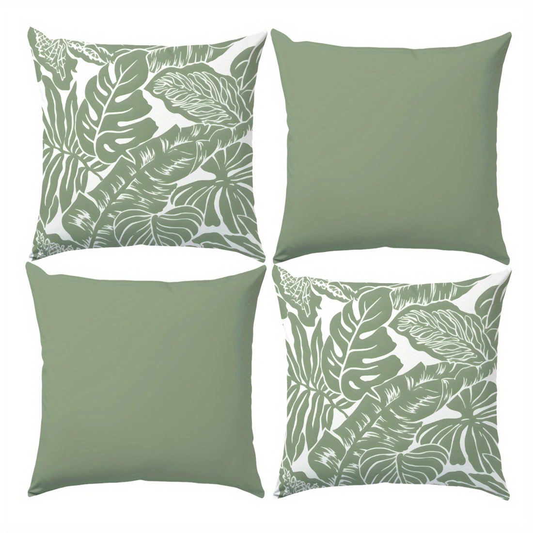 E-shop 4er-Set Pflanzen-Serie Einseitig Bedruckte Kissenbezüge Sofa Kissenbezüge Pfirsichhaut 17.7X17.7Zoll 45X45Cm für Wohnzimmer Schlafzimmer Dekor