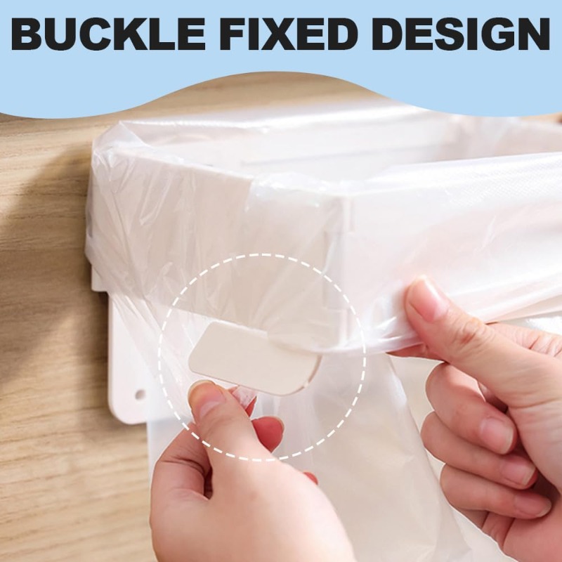 foldable wall mounted trash   with magnetic closure space saving hanging   rack for kitchen cabinet white gray