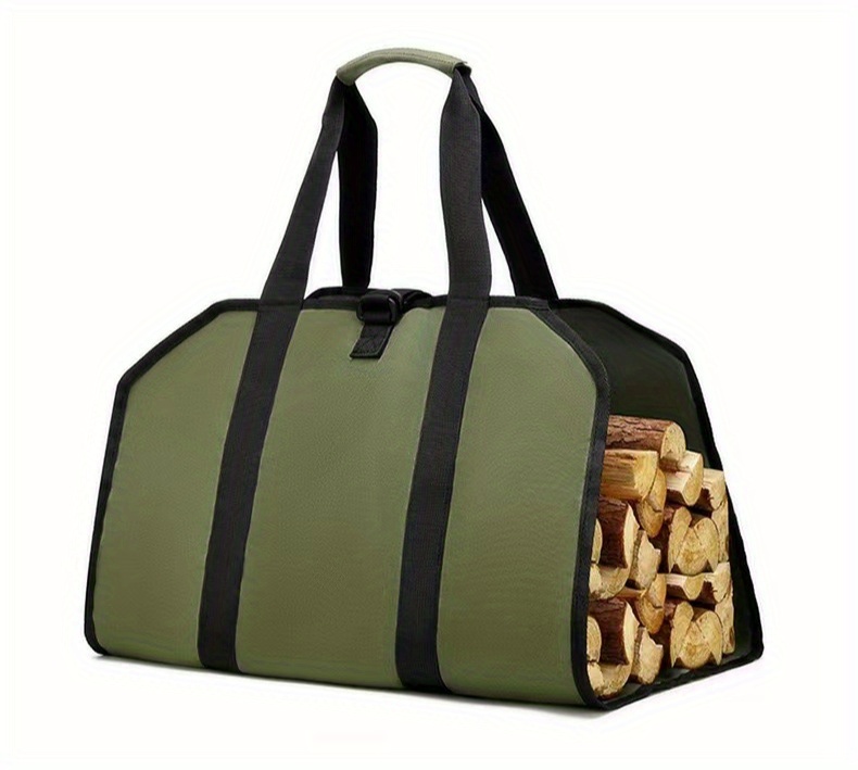 high capacity canvas firewood storage bag   log carrier for indoor outdoor campfires heavy duty organizer tote details 1