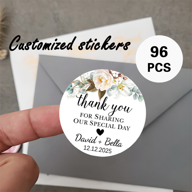 TEMU Personalized Wedding Round Stickers Available In Sets Of 48 Or 96, Featuring A That Says 'thank You For Our .' Party Decorations, Favor Seals,