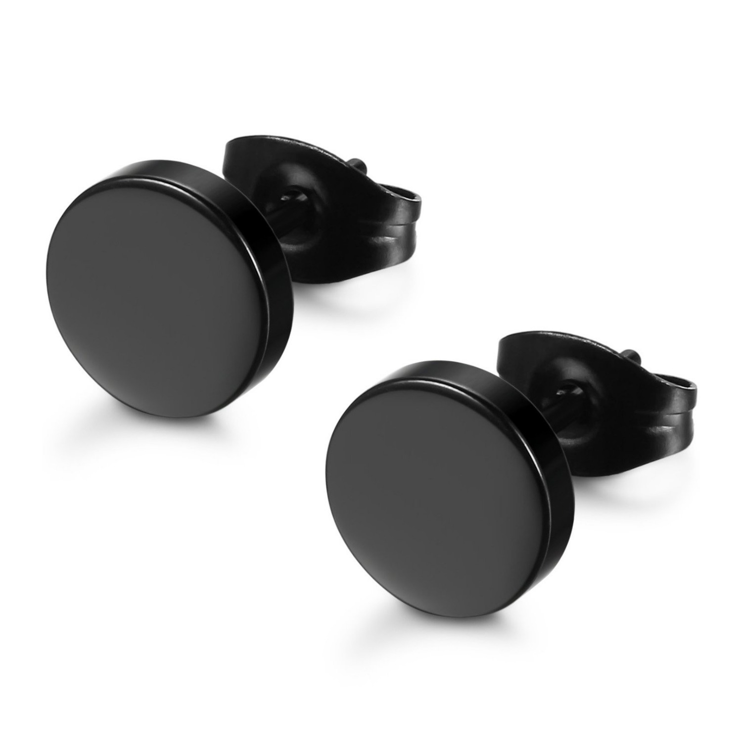 Image of 1pair 316l Surgical 316l Stainless Steel Hypoallergenic Black Stud Earrings For Men Women, Round Waterproof Cartilage & Lobe Jewelry, Comfortable Accessory, 3mm-8mm