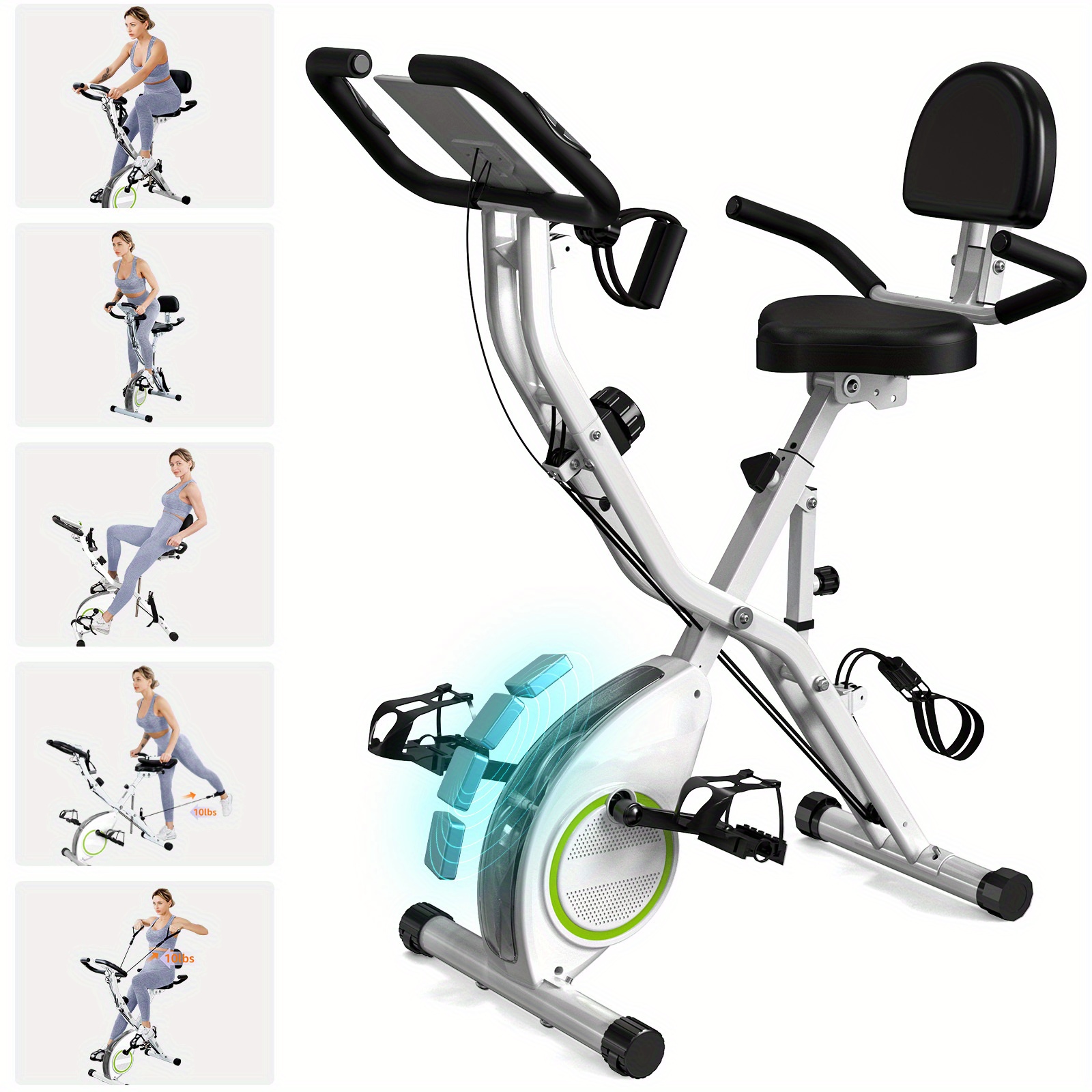 Foldable exercise bike stationary 5 in 1 indoor