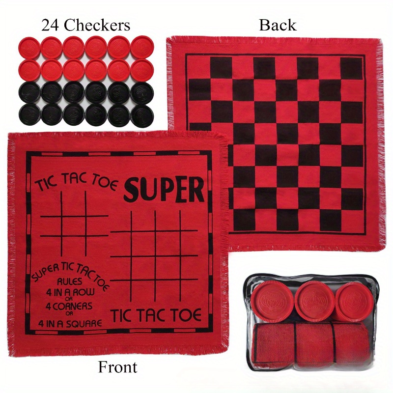 3 in 1 retro giant   game with double sided board and 24pcs 0