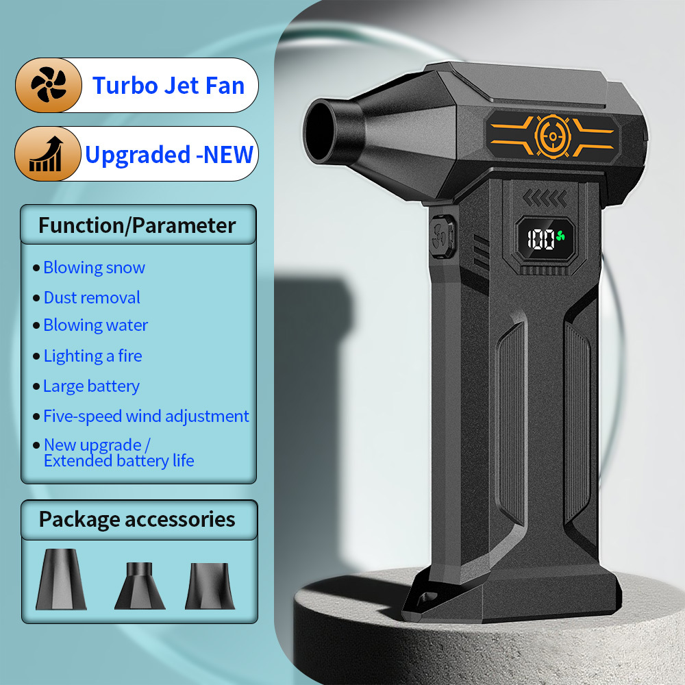 Image of 1pc Portable Handheld Fan, Powerful Blower, Snow Blower Fan, Usb Rechargeable, Cordless Turbo Snow Blower Fan For Yard, Lawn, And Gardening/ Tool/snow Blower, Fan, Brushless Motor Turbo Fan, Type-c