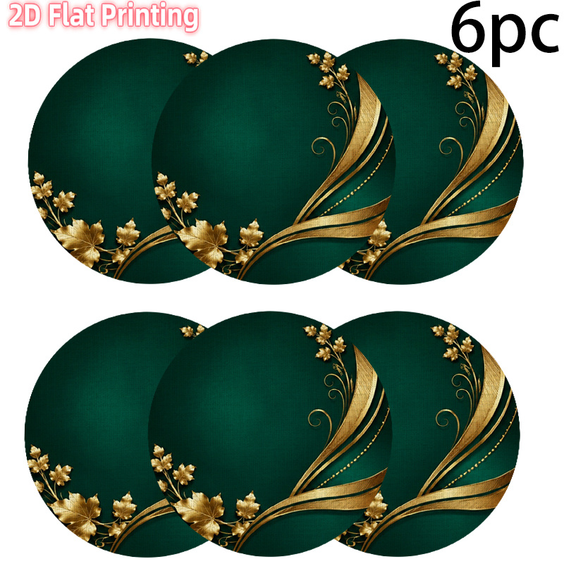 TEMU 2d Flat, 6pcs Elegant Round Placemats Suitable For Parties, Christmas Decorations, Themed Restaurants - Table For Indoor/outdoor Use, Fabric