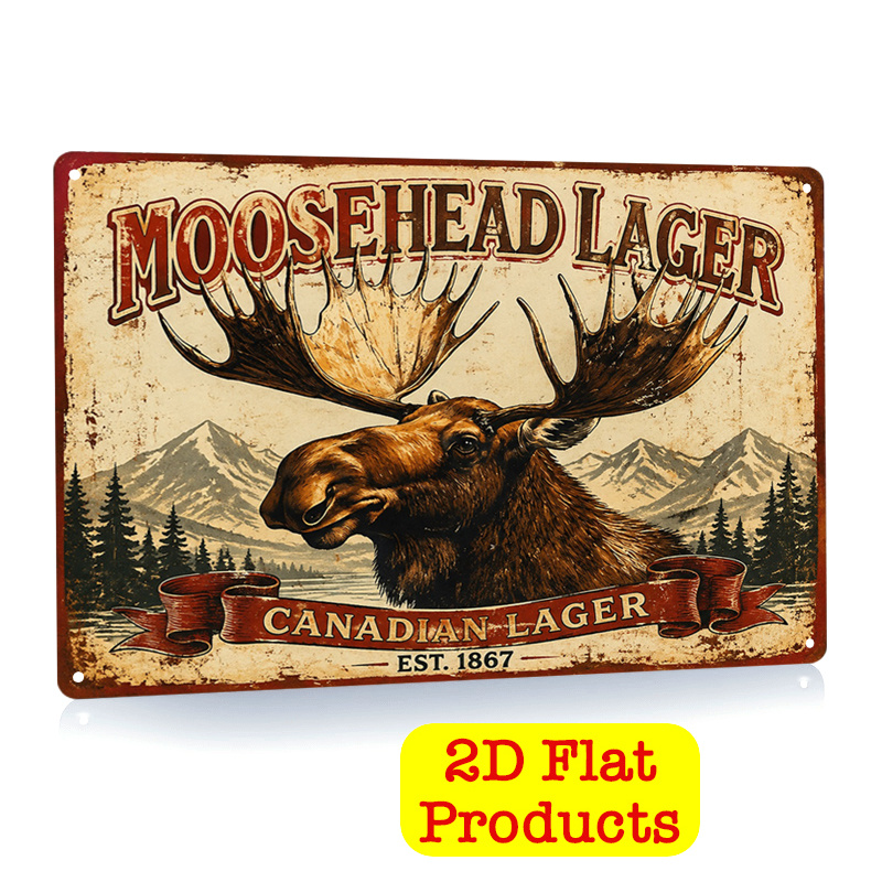 TEMU 2d Flat, 1pc Retro Canadian Antler Wall Decor - 8x12in Vintage Plate Sign Suitable For Home, Cabin,, Diner - Art For Canadian-themed Decoration,