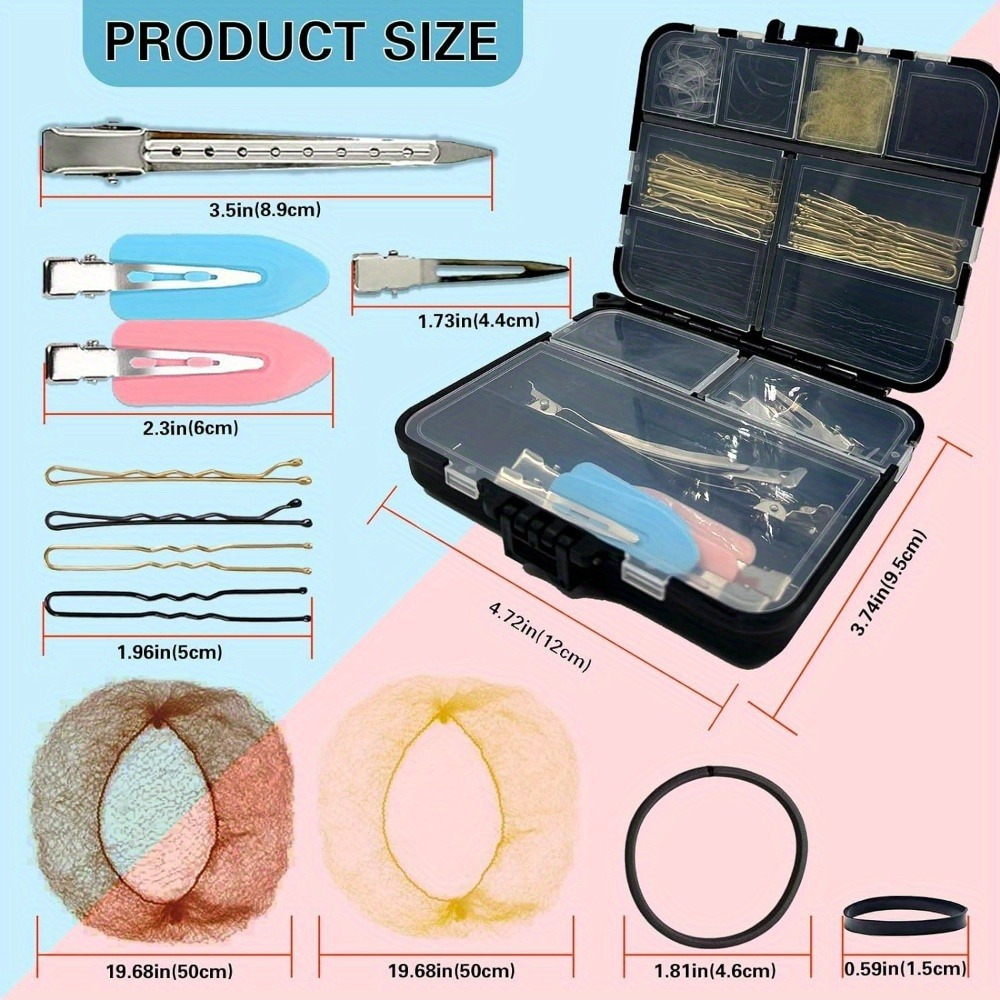 

Women's Hair Accessories Kit With Clips For Dance, Ballet, Cheerleading - Y2k , Solid Color Metal, Travel Storage Box Included