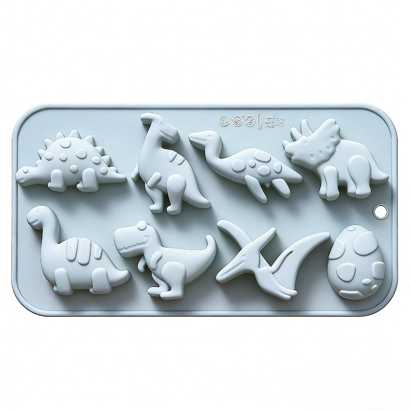TEMU 1pc Gray 8-cavity Jurassic Dinosaur Themed Silicone Mold, Creative Aromatherapy Candle Mold, Mold, Clay Mold, Jewelry Casting Mold,