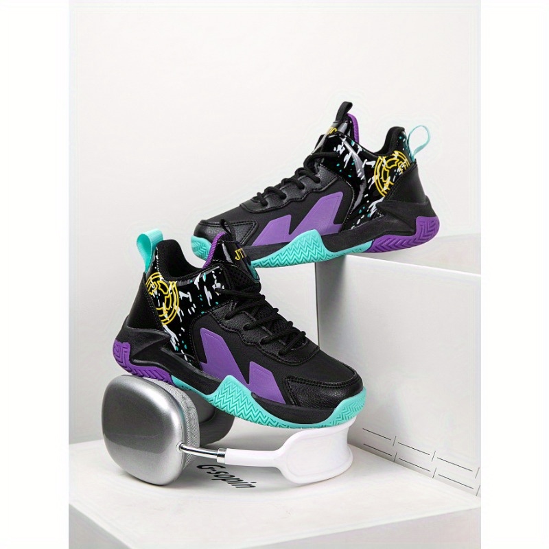 boys high top basketball sneakers random patterns lace - Temu