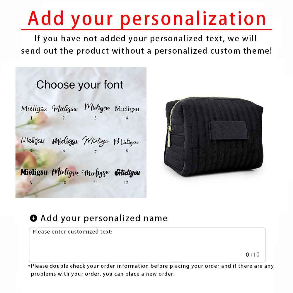TEMU Personalized Name/text Makeup Bag - Custom Women's Travel Toiletry Pouch With Name/initials/message, Lightweight Zippered Case,