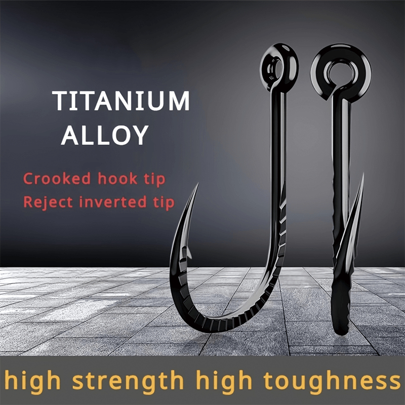 alloy fish hooks * a Box of 50 Titanium Alloy * Fish Hook, Offset Fish Hook, Barbed Hook  with Glasses