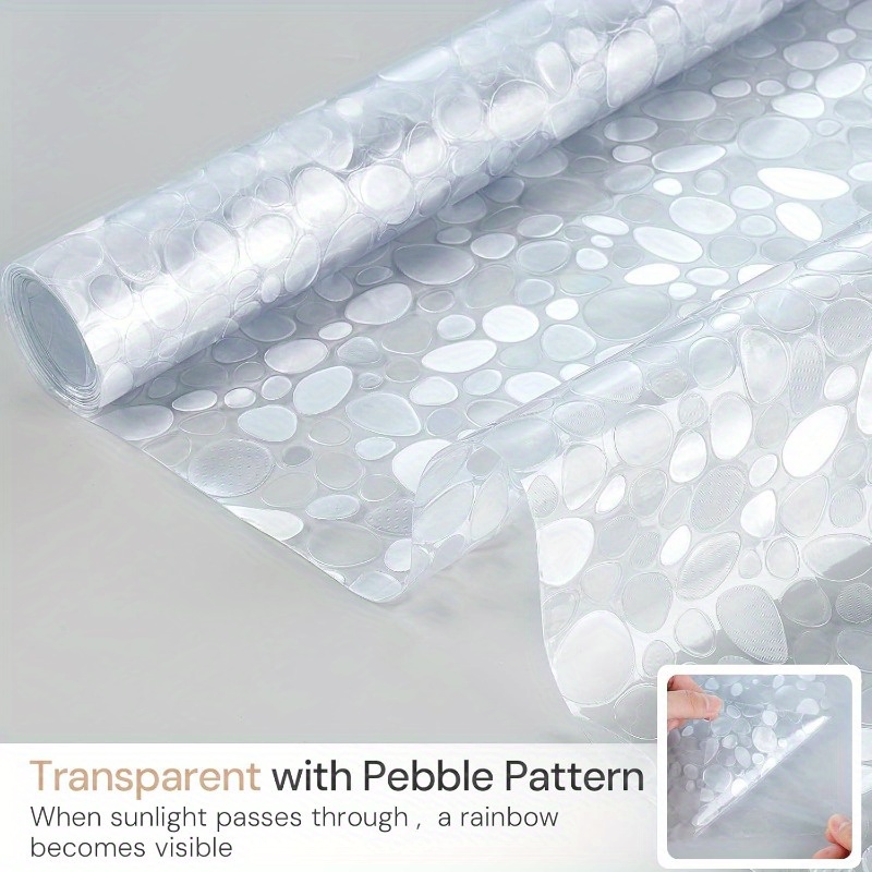   thick rainbow pebble pattern transparent film electrostatic   sticker for windows toilets showers light opaque flower spray design shower decoration decorative window film easy application sticker bathroom decor 0