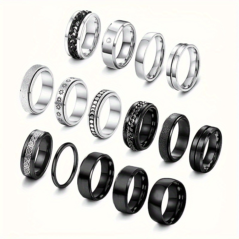 5pcs men s   steel 316 ring set - rotatable design multifunctional ring set, fashionable and trendy, ring set, birthday gift for boyfriend, husband and brother Product details 2