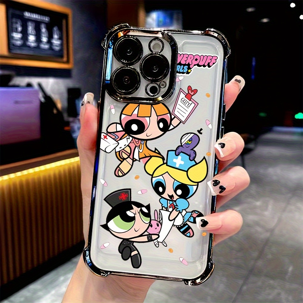 Full Screen Cartoon Cute Girl Phone Case for iPhone 16 15 14 13 12 11 Pro Max X XR XS MAX 8 7 Plus Shockproof Transparent Soft Back Cover