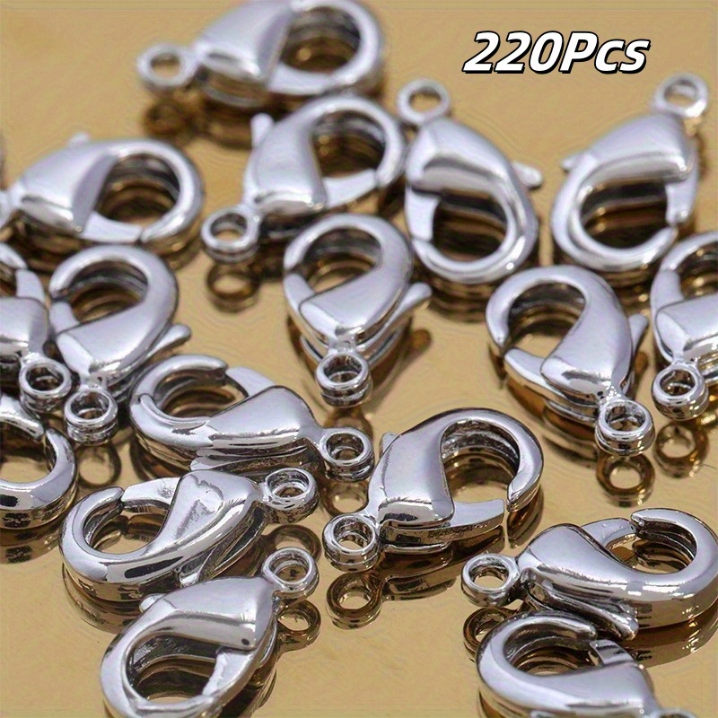TEMU 220pcs Silvery Lobster Clasps For Crafting Decorations, 12mm Size, Suitable For Necklace And Bracelet Connections
