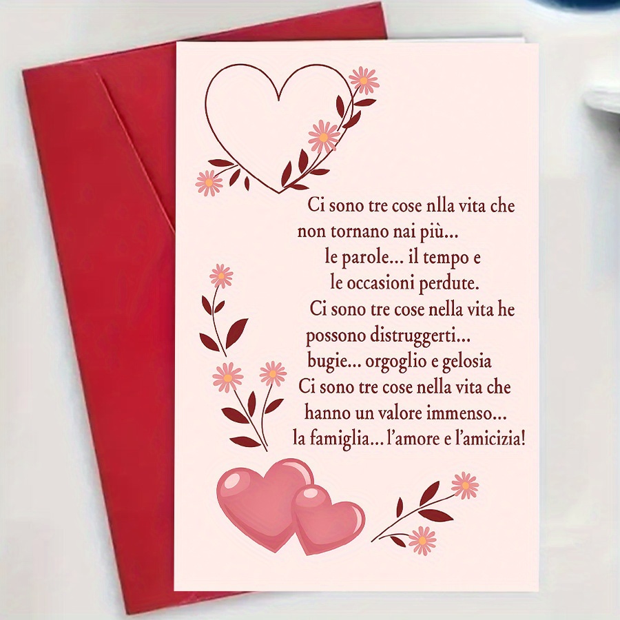 TEMU Biglietto d' con e fiori, per coppie, famiglia e , che trasmette dell'amore, dell'amicizia e dei momenti pi羅 della vita, completo di e biglietto