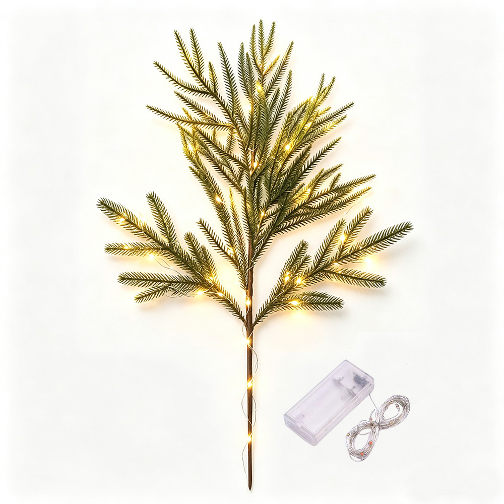 TEMU Ensemble de 1 (2 pièces) Décoration Lumineuse Branche de Pin Artificielle, Branche de Pin de 65 cm/25,6 pouces avec Lumières LED, Convient pour