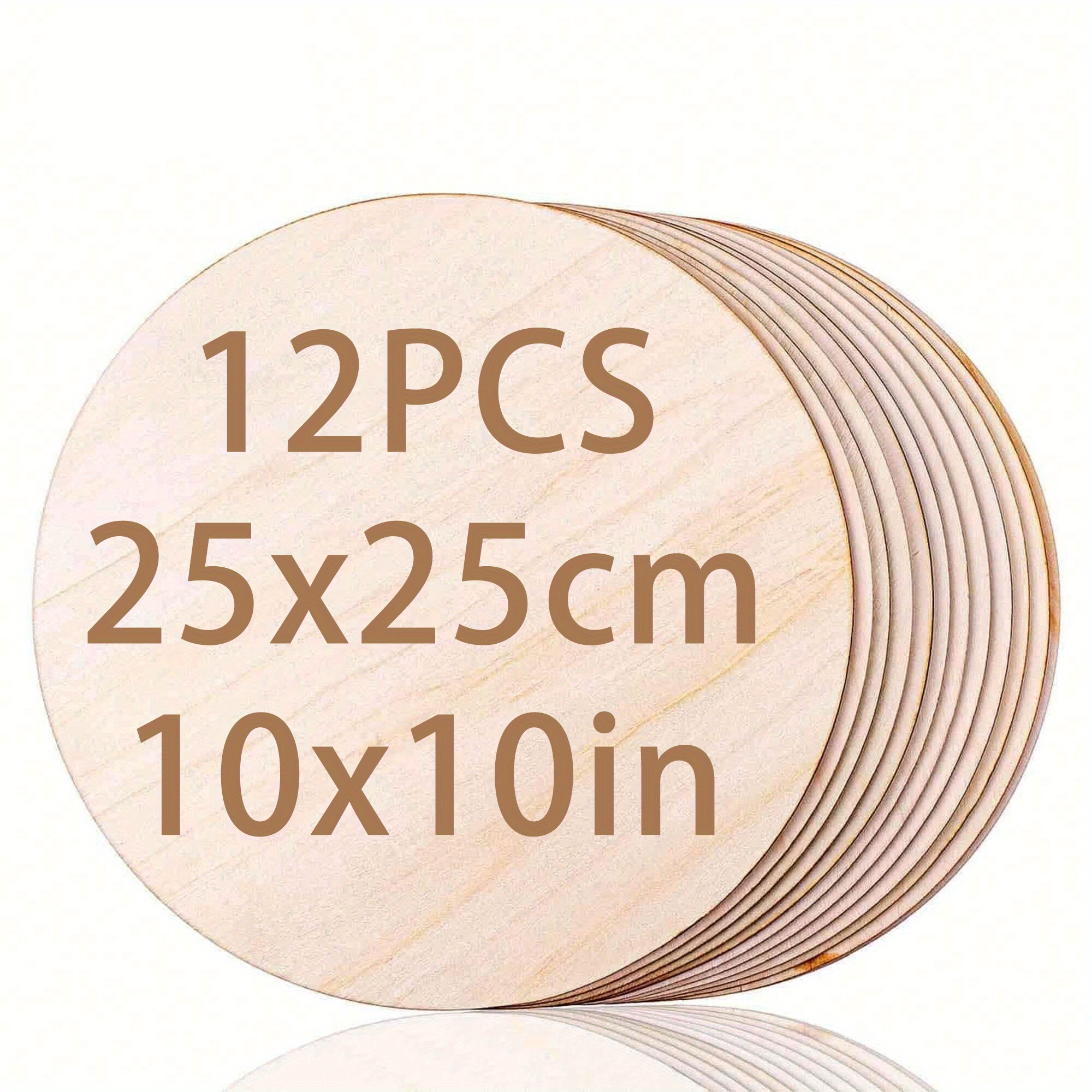 4/8/12pcs, 25x25cm/ 10x10 Inch Round Wooden Pieces, Diy Wood Boards, Handicrafts And Decorations, Door Sign Labels, Home Decor, Gifts For , Laser Cut, Wood Burning, Architectural Models, Staining