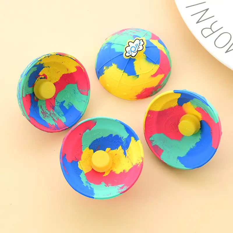 2pcs mixed color rubber bounce bowl hip half side bouncing ball gyroscope fidget toys details 7