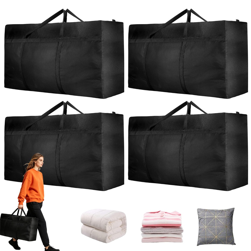 4pcs 180l Moving Storage Bag, Double Zipper Design, Used For Bedding Sheets And Clothes.