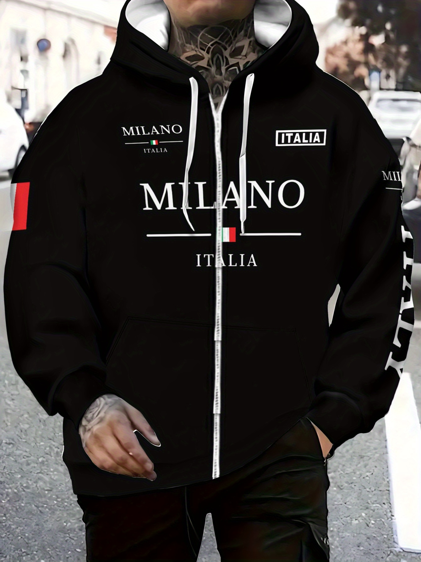 Hoodie for Living Room Wear | Black Color, Durable and Lightweight, Featuring Green Stripe Design on Sleeve, Ideal for Casual Home Use and Daily Activities, Comfortable Fit for Men and Women, Regular Fit, Zip Up Closure