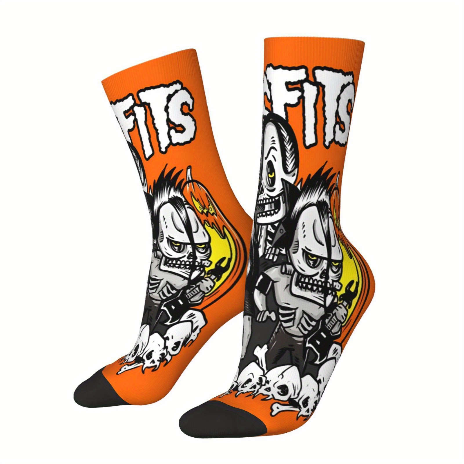 TEMU 1 Paire de Chaussettes Unisexe Fantaisie, Mélange de Polyester et Spandex, Motif Tendance