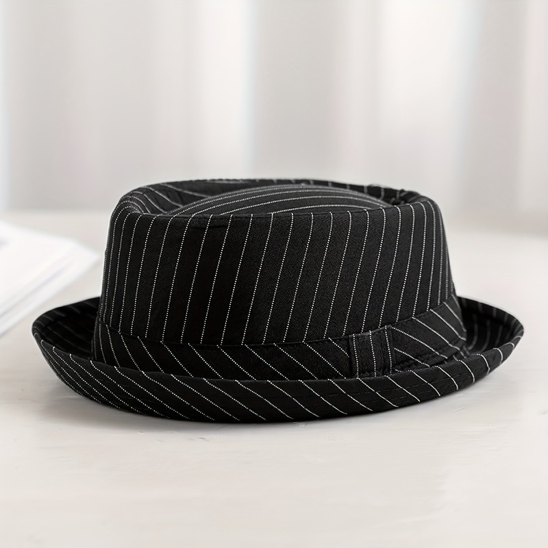 帽子 FLEUR WOVEN STRIPE HAT EL PASO BLACK Wholesale Spring/Summer Classic Woven Trilby Fedora with