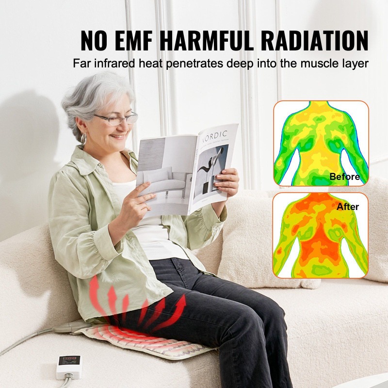  heating pad with amethyst gemstones negative ions portable heating mat for muscle relaxation   circulation and relaxation no battery needed white with purple accents heating pad for back muscle relaxation tool elegant design durable construction Product details 2